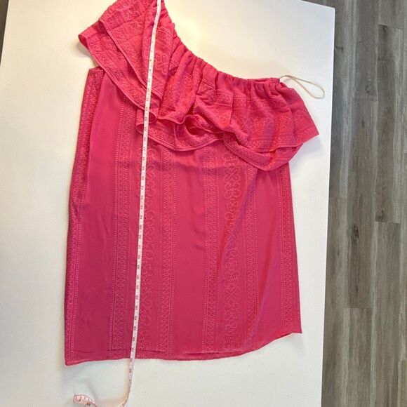 NWT Trina Turk Phebe embroidered one shoulder pink ruffle dress size XL - Picture 13 of 13